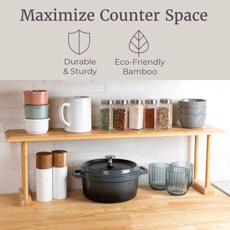 Lavish Home Bamboo Sink Shelf - Countertop Organizer Kitchen, Bathroom, Bedroom, Office - Space-Saving Storage for Soap, Sponges, and Cleaners by Lavish Home - Image 2